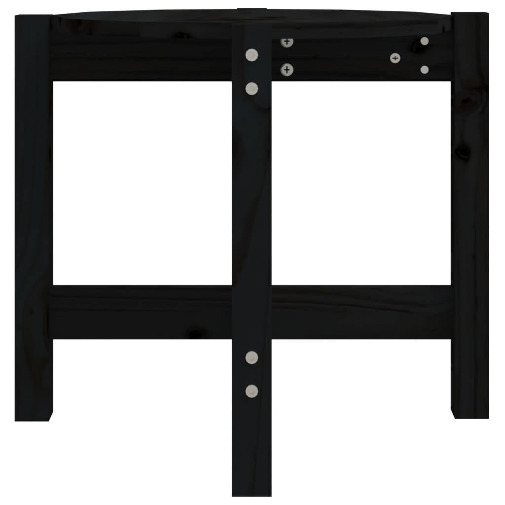 Mesa De Centro De Madera Maciza De Pino Negro Ø52,5x45 Cm_4
