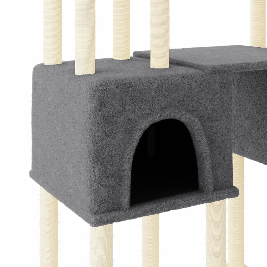 Rascador Para Gatos Con Postes De Sisal Gris Oscuro 199 Cm_5