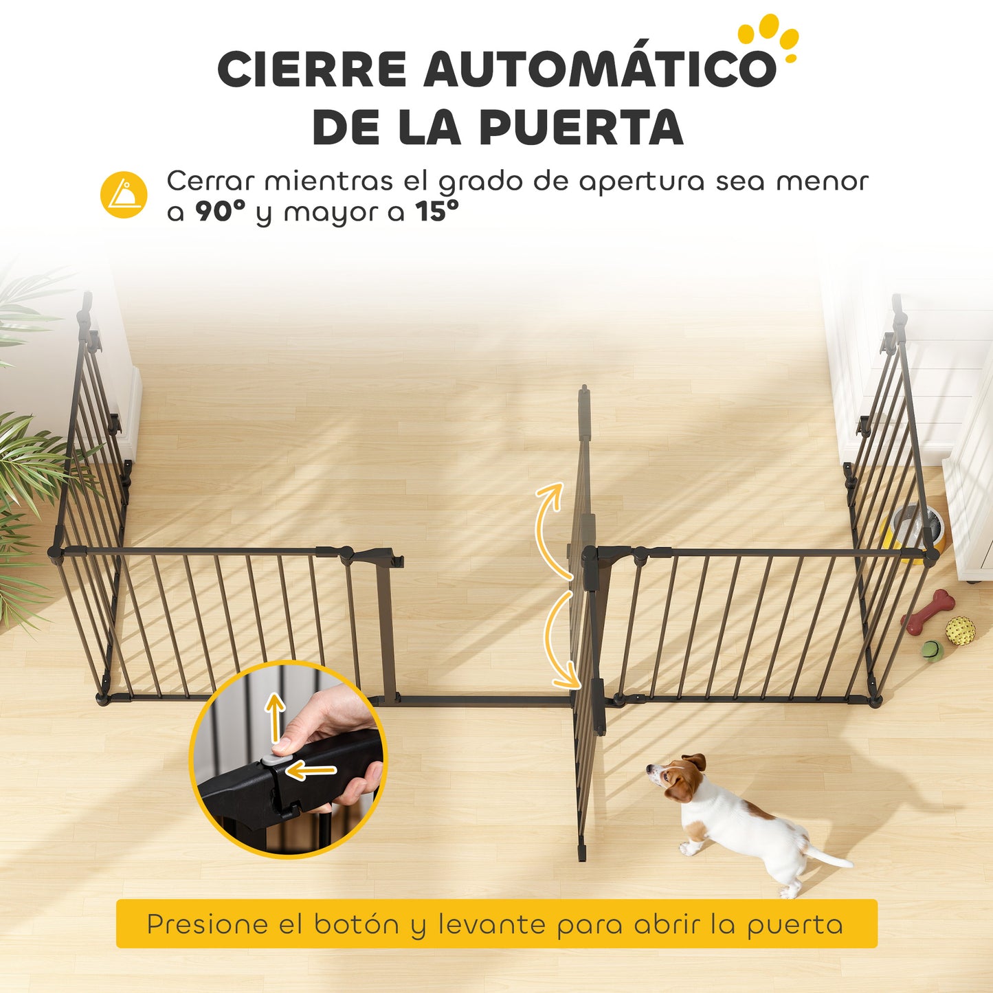 Pawhut Barrera De Seguridad 300 Cm Parque Para Perros De 5 Paneles Negro_5