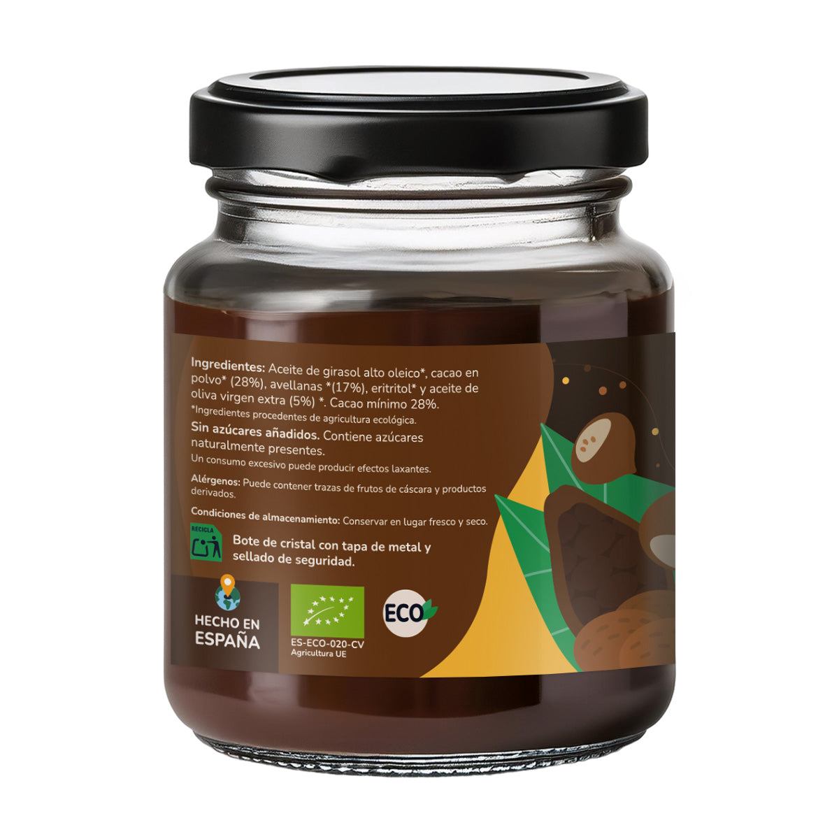 Crema de avellanas y cacao sin azúcares añadidos ECO Planeta Huerto 230 g