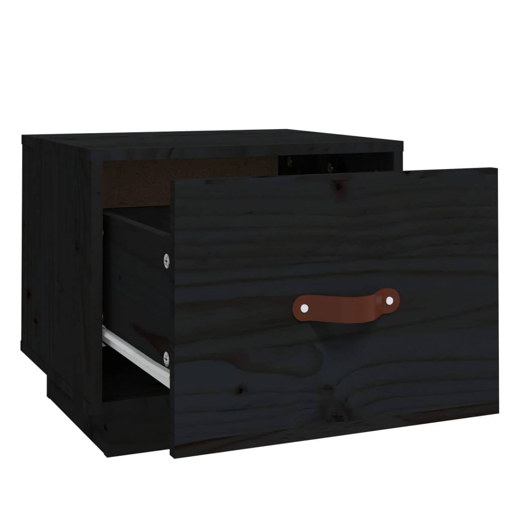 Mesitas De Noche 2 Uds Madera Maciza De Pino Negro 40x34x35 Cm_4