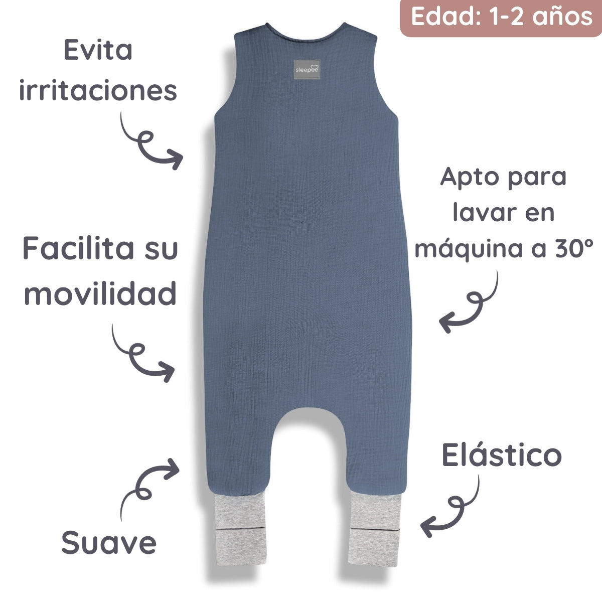 Sacos De Dormir Con Piernas T-s Muselina Algodón Petrol