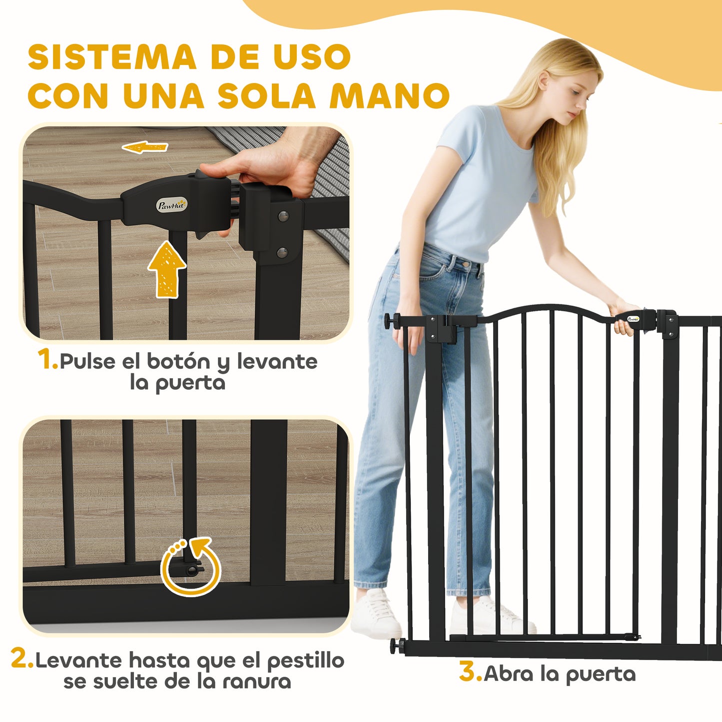 Pawhut Barrera Para Perros Con Ancho Ajustable 74-87 Cm Con Extensión Negro_5