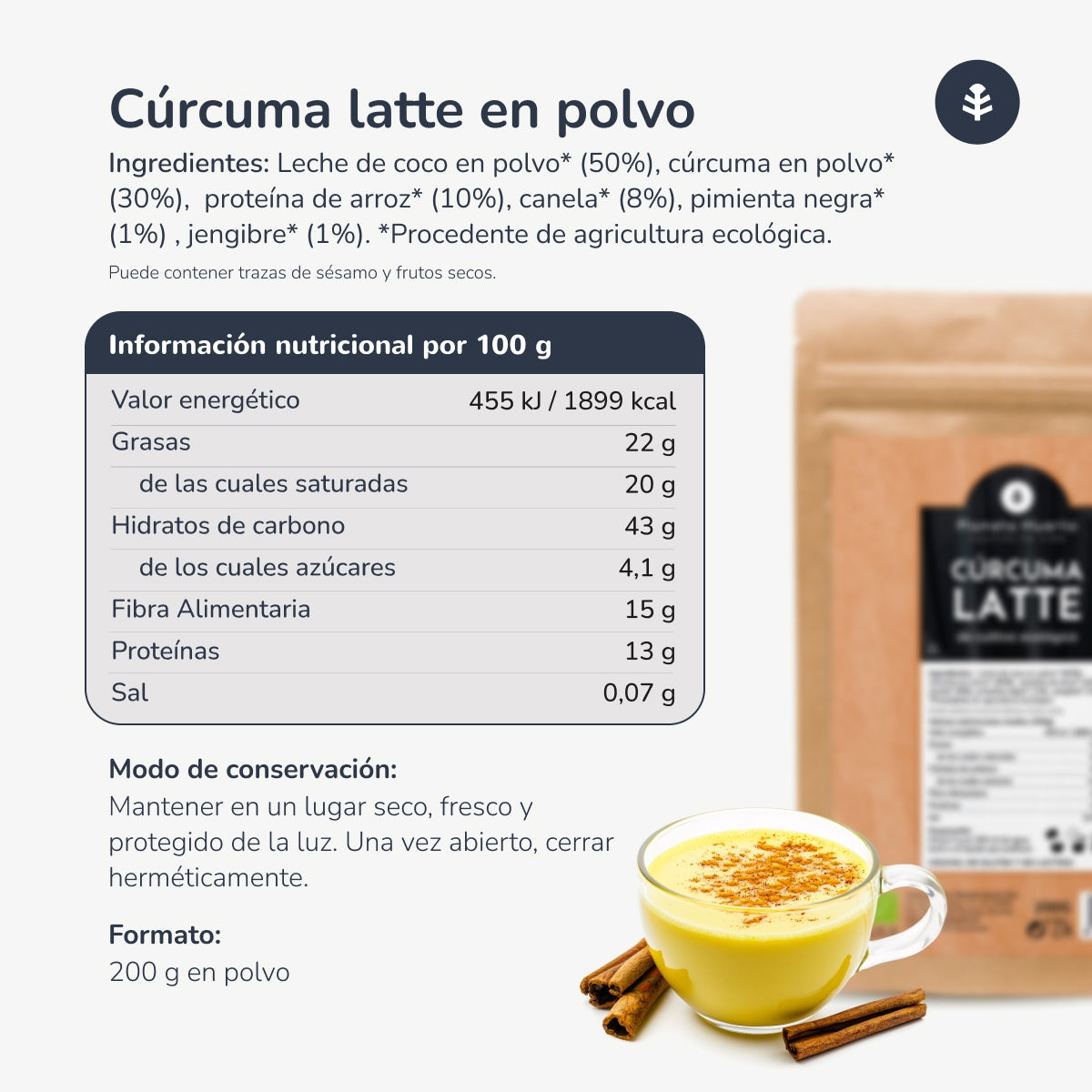 Cúrcuma Latte ECO Planeta Huerto 200 g