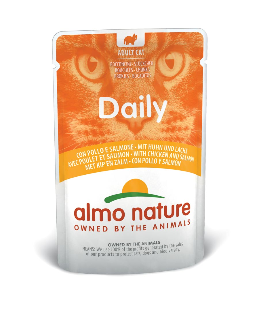 30ux70gr Sobres De Comida Almo Daily Para Gato De Pollo Y Salmón_0