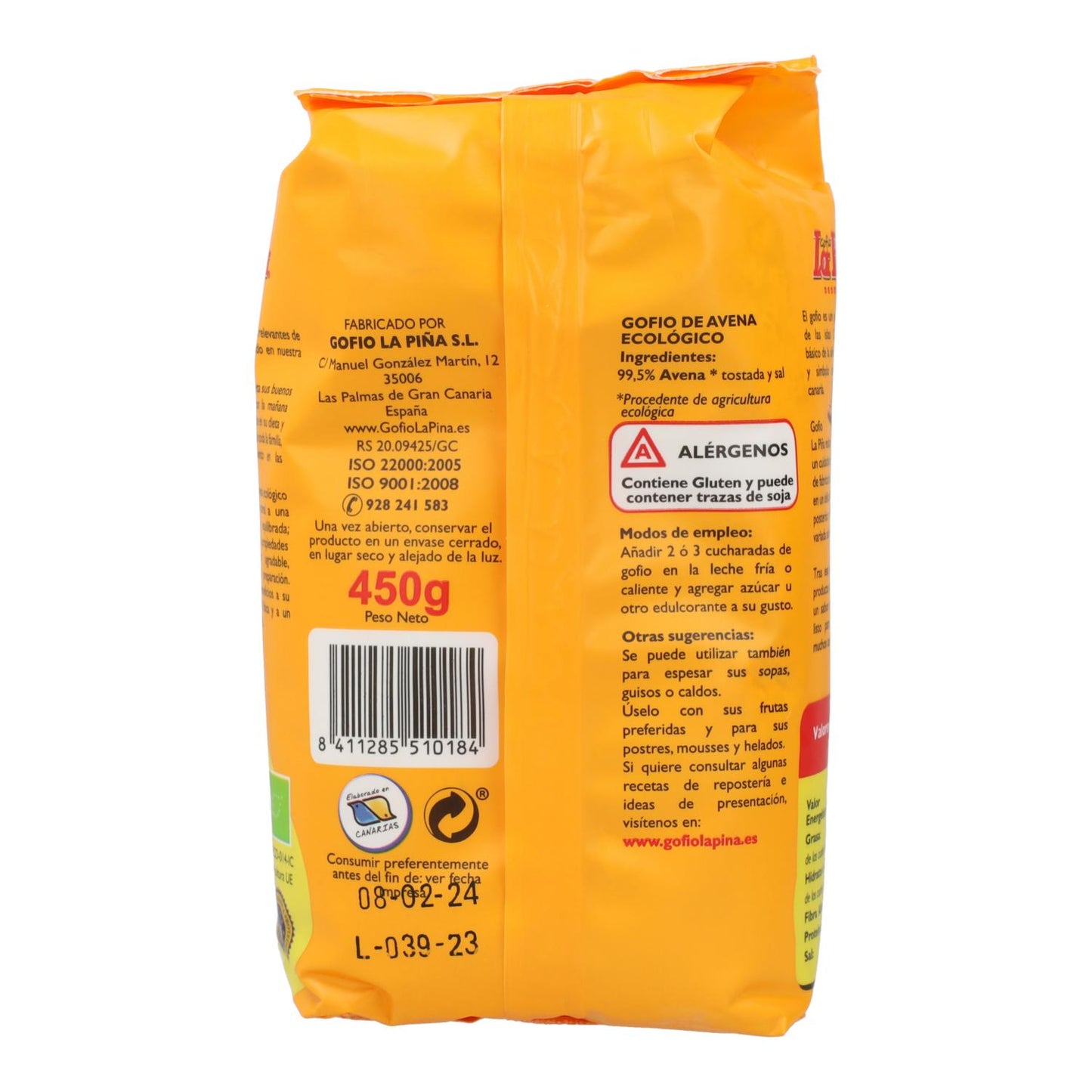 Gofio de avena La Piña 450 g
