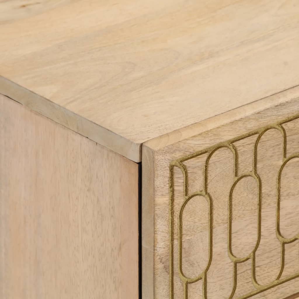 Mesita De Noche De Madera Maciza De Mango 40x33x46 Cm_4