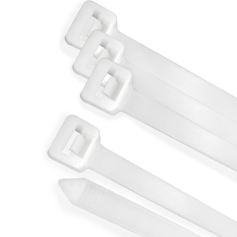 Brida Nylon 100%. Color Blanco / Natural 7,8 X 540 Mm. 100 Piezas. Abrazadera Plastico, Organizador Cables, Alta Resistencia