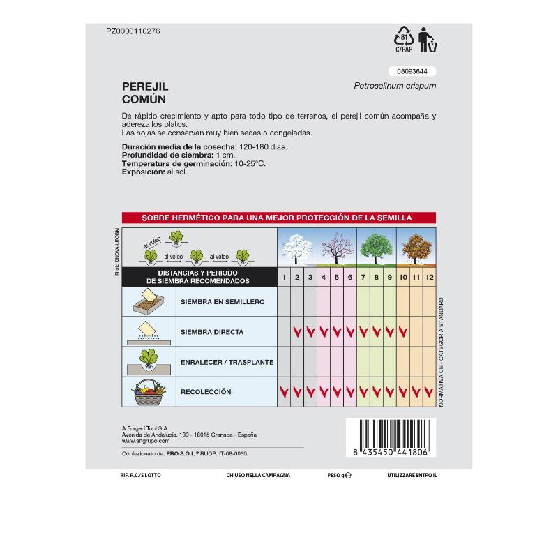 Semillas Perejil Comun (8 Gramos) Semillas Verduras, Horticultura, Horticola, Semillas Huerto._1
