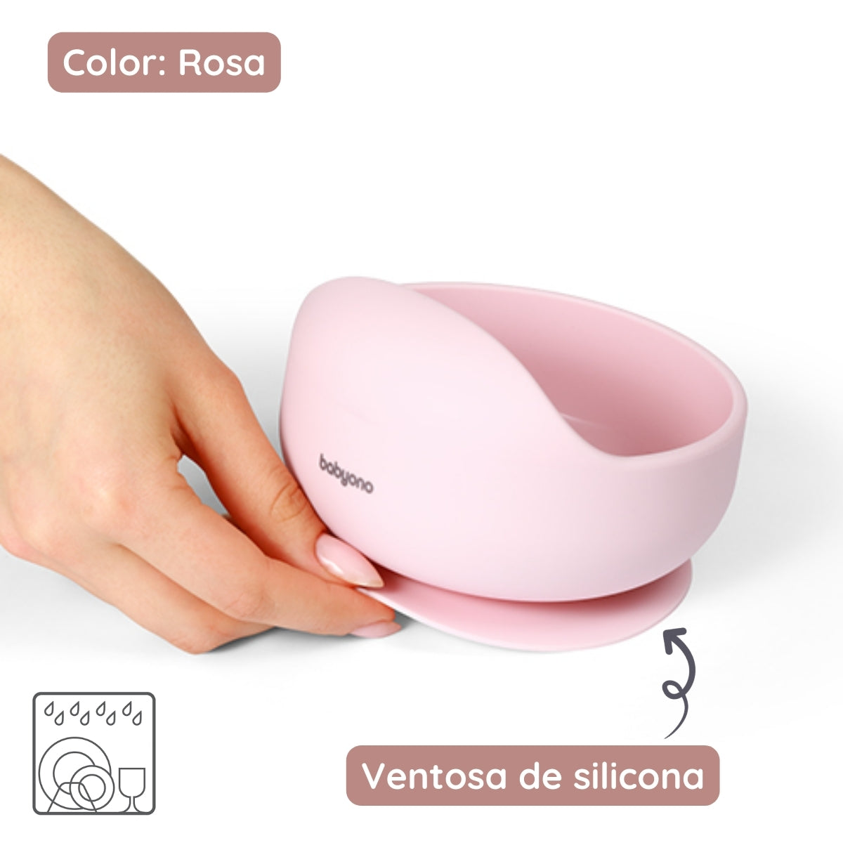 Bowl Silicona Con Ventosa Para Bebés Rosa