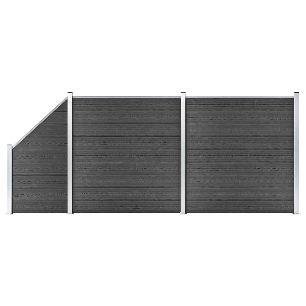 Set De Paneles De Valla Wpc Negro 446x(105-186) Cm / Vetonek_5