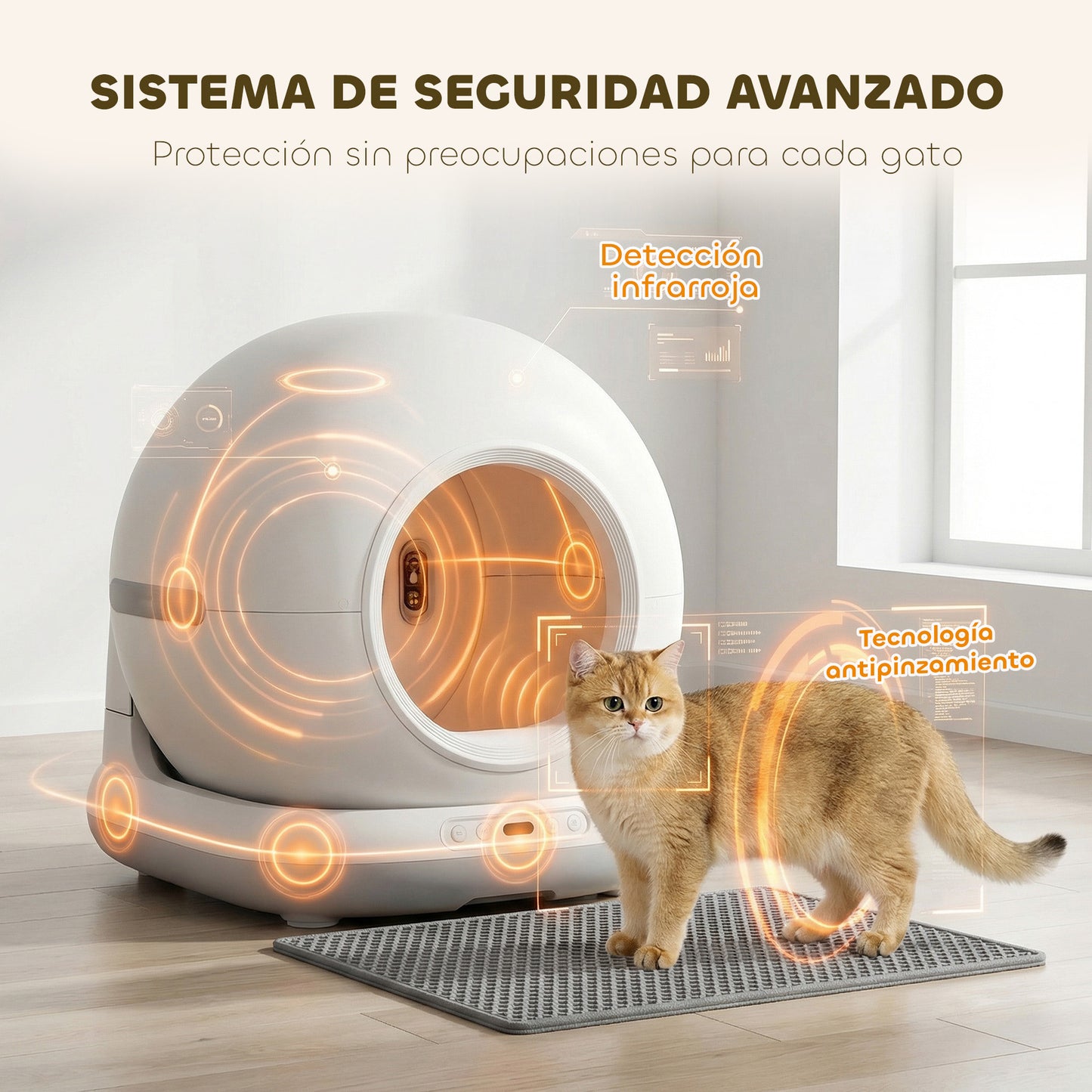 Pawhut Arenero Gatos Autolimpiable 72l Eliminación De Olores Control De App_5