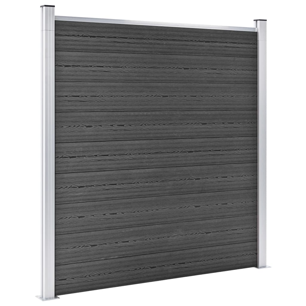 Juego De Paneles De Valla Wpc Negro 526x186 Cm / Vetonek_5