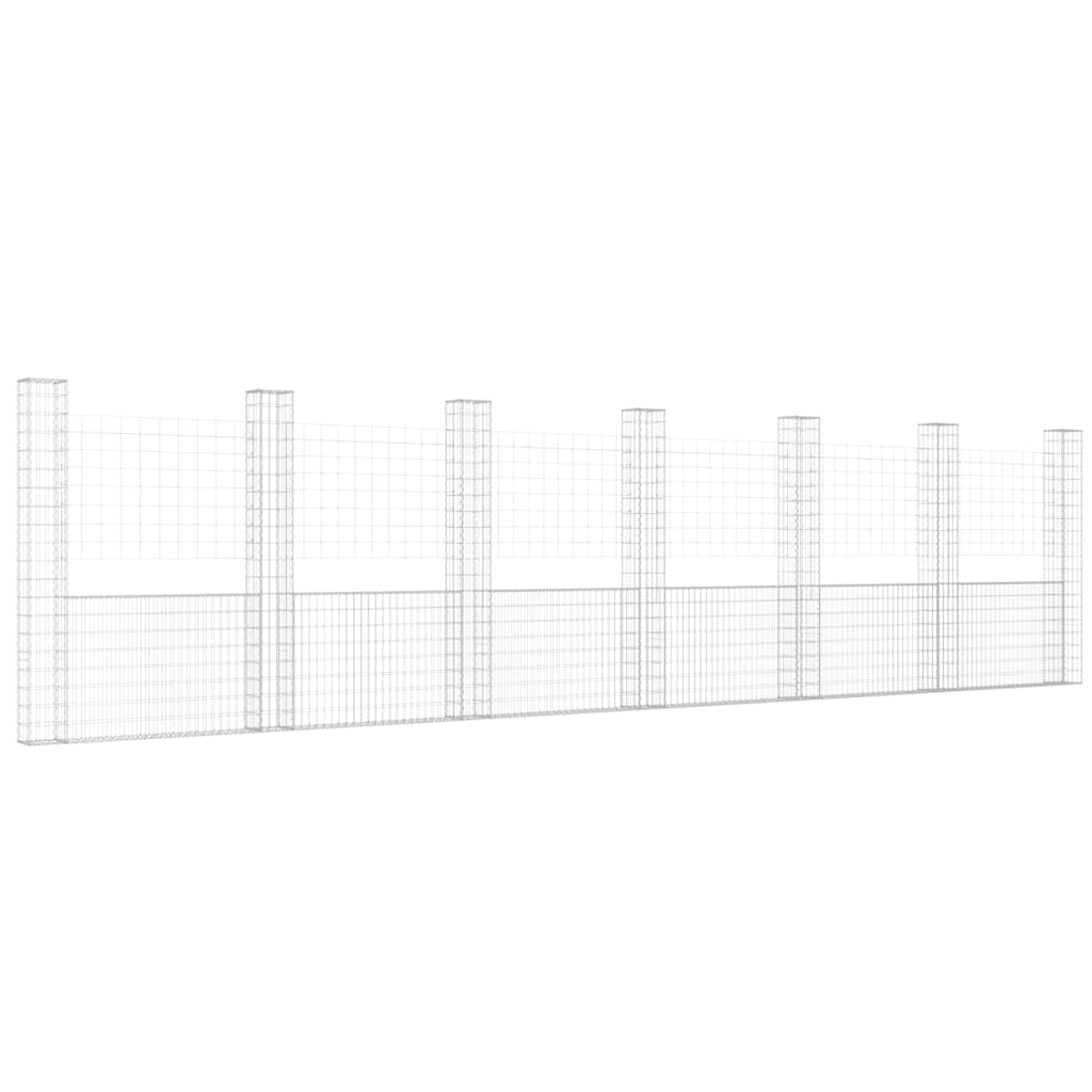 Cesta De Gaviones Forma De U 2 Postes De Hierro 740x20x200 Cm / Vetonek_5