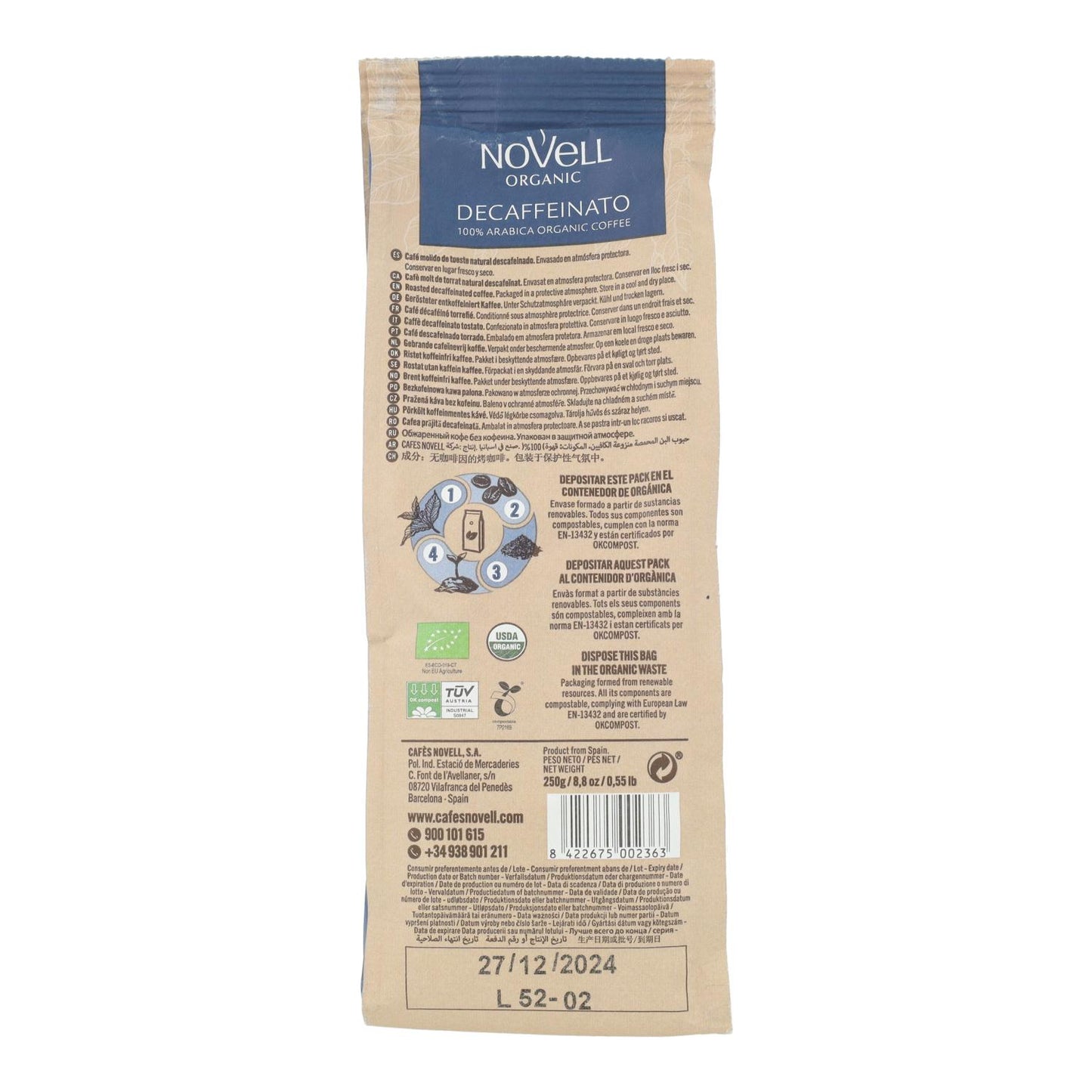Café molido ECO descafeinado 250 g
