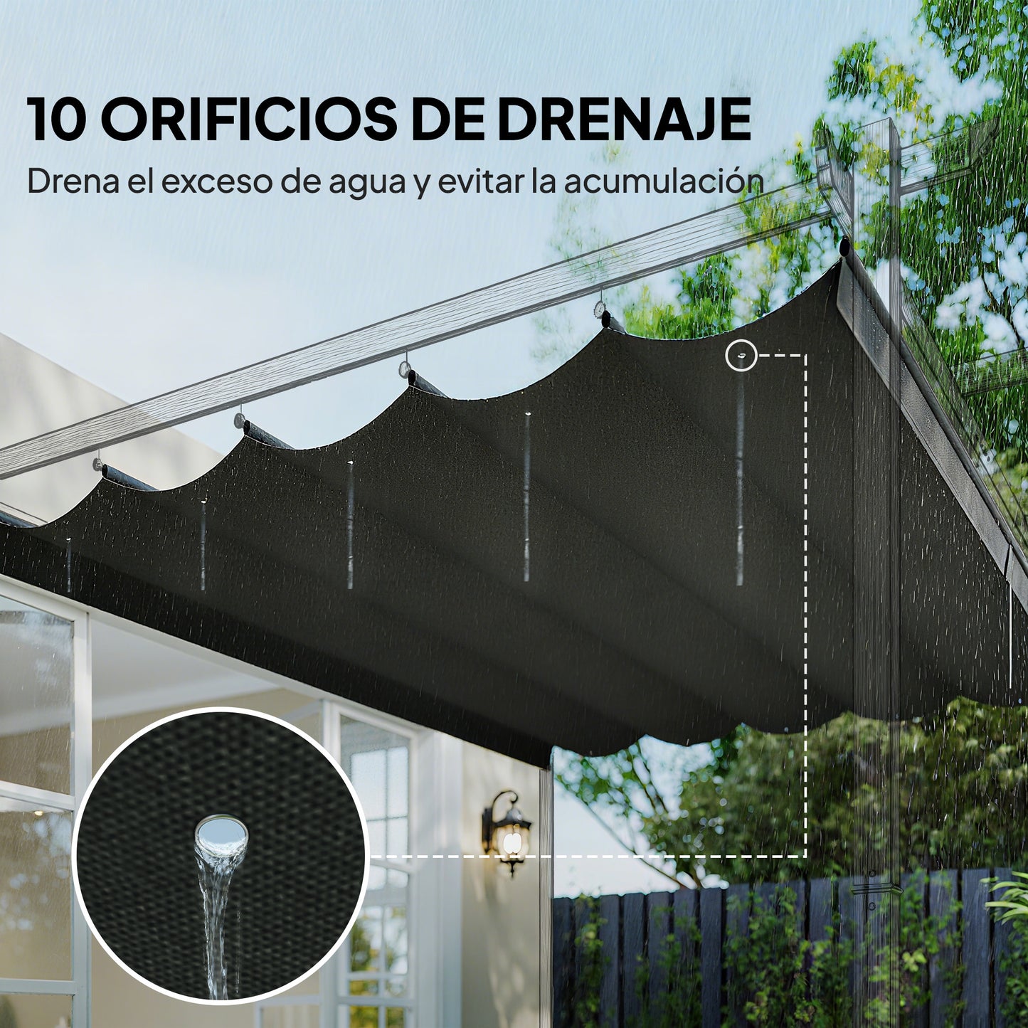 Outsunny Cubierta Para Pérgola Retráctil 2,5x2,55m Para Marco De 3x3 M Gris_5