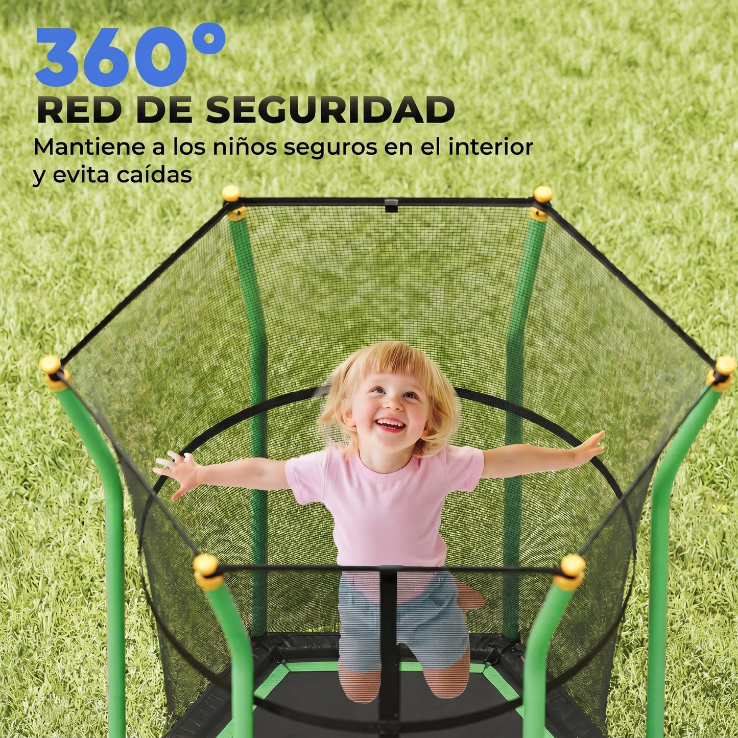 Homcom Cama Elástica Infantil De Jardín 122x111x190 Cm Carga 50 Kg Negro Y Verde_5