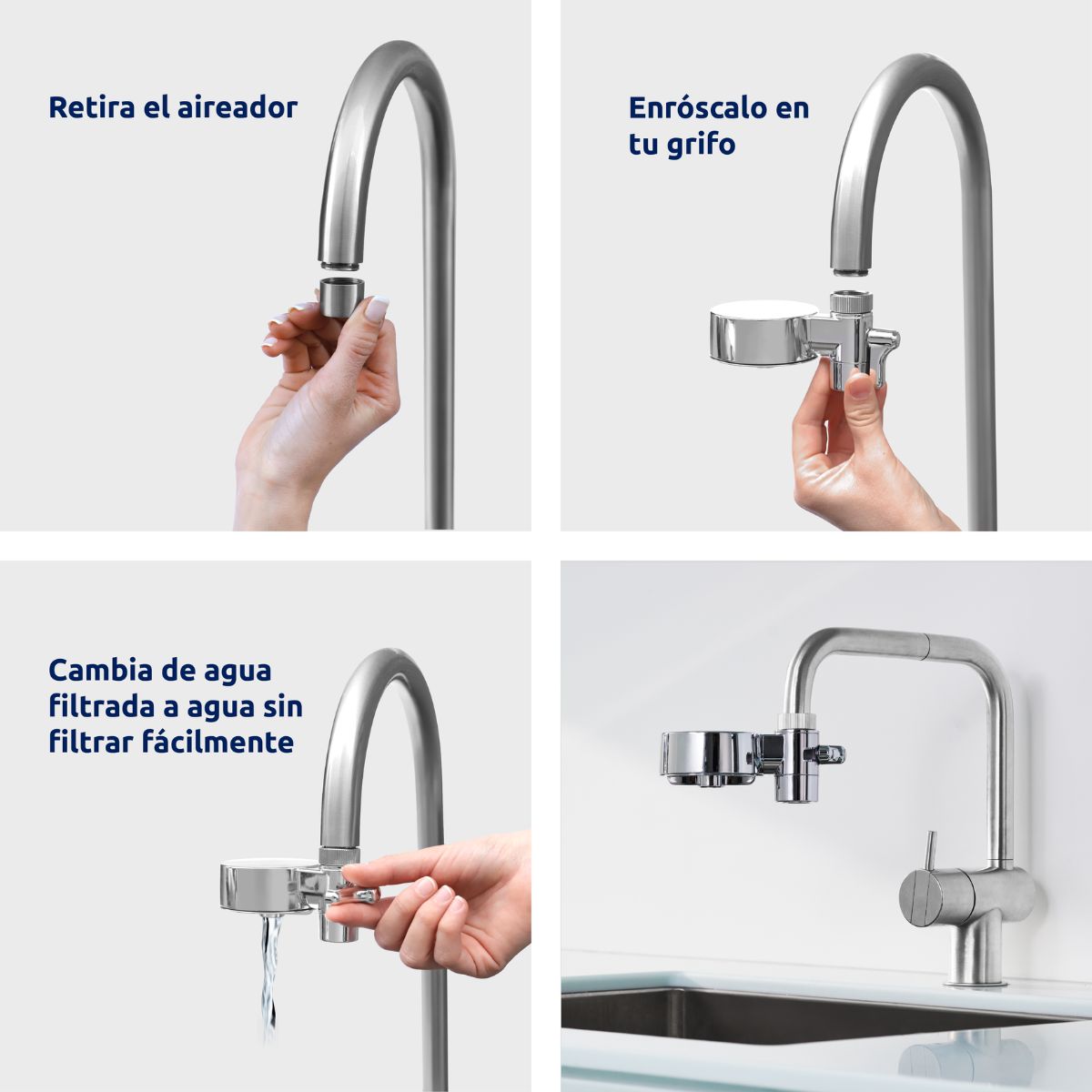 Filtro de agua para grifo EcoPro Chrome Compact Tappwater