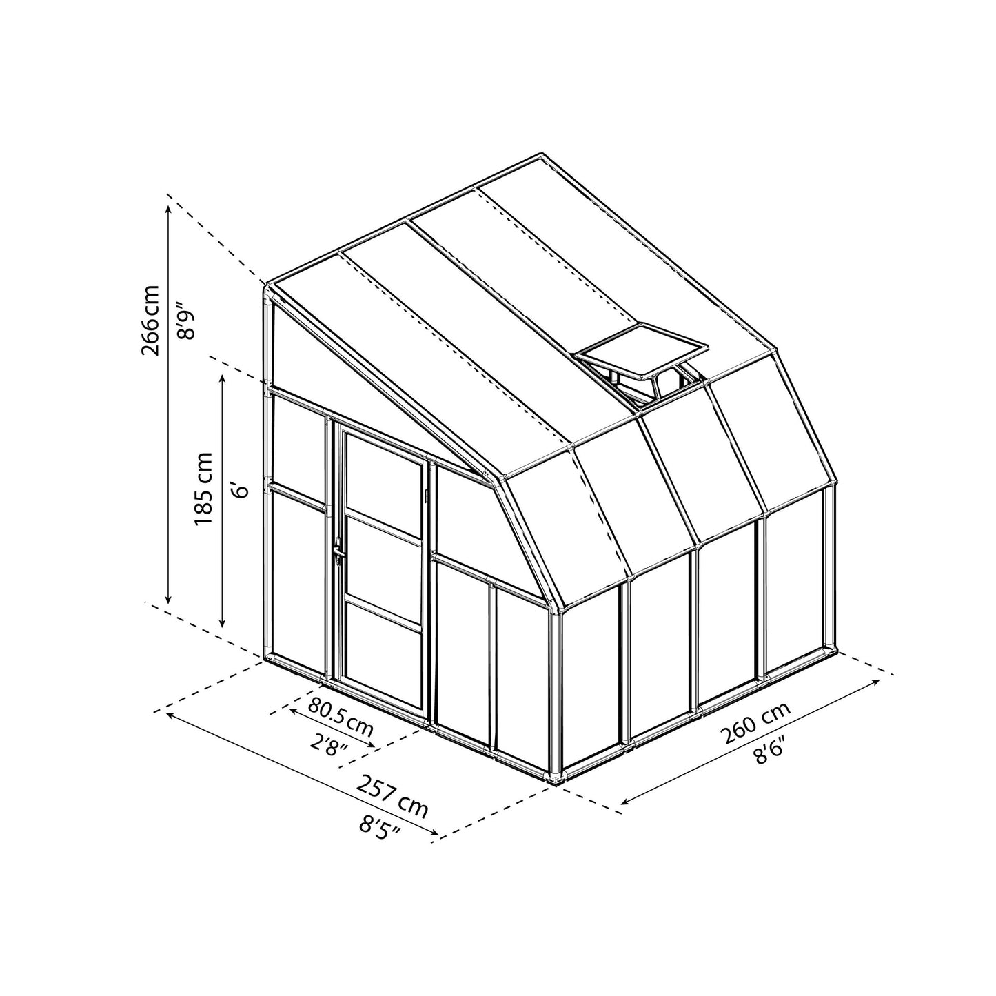 Pérgola adosada cerrada Sunroom 260x257 cm