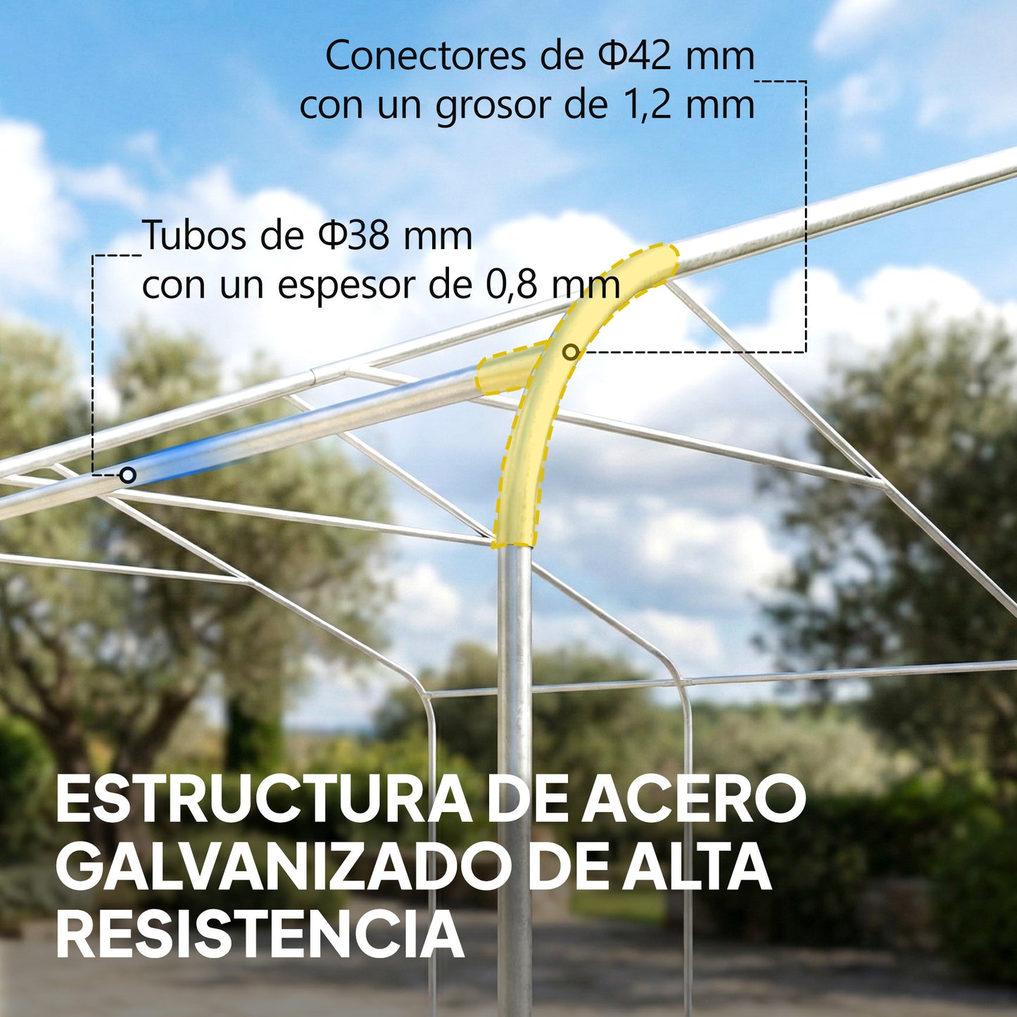 Outsunny Carpa Garaje 5x6 M Impermeable Estructura De Acero Galvanizado Crema_5