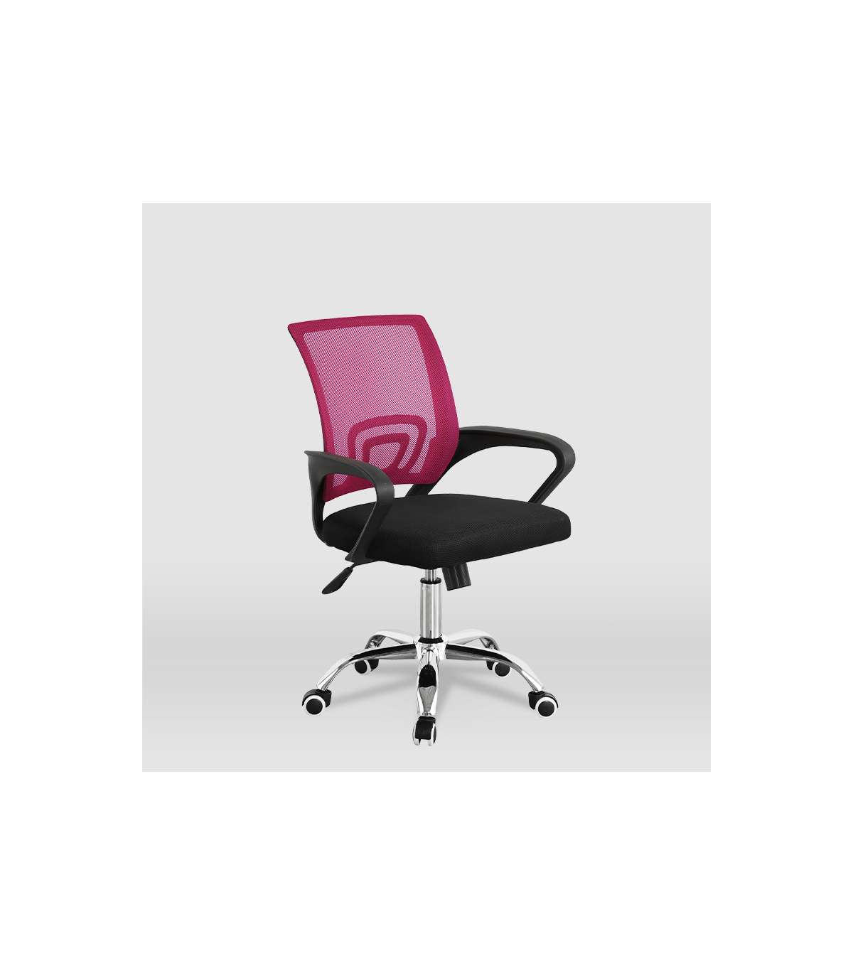 Silla De Estudio Juvenil Martina En Rosa Y Negro. Alto: 88-98, Ancho: 57, Fondo: 53.5_5