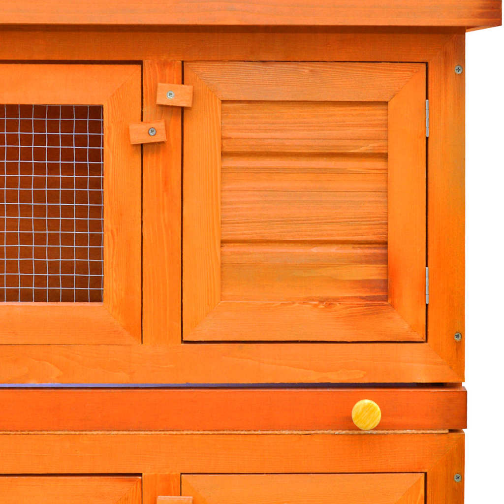 Jaula De Madera Para Conejos Pequeños De Exterior Con 4 Puertas_5