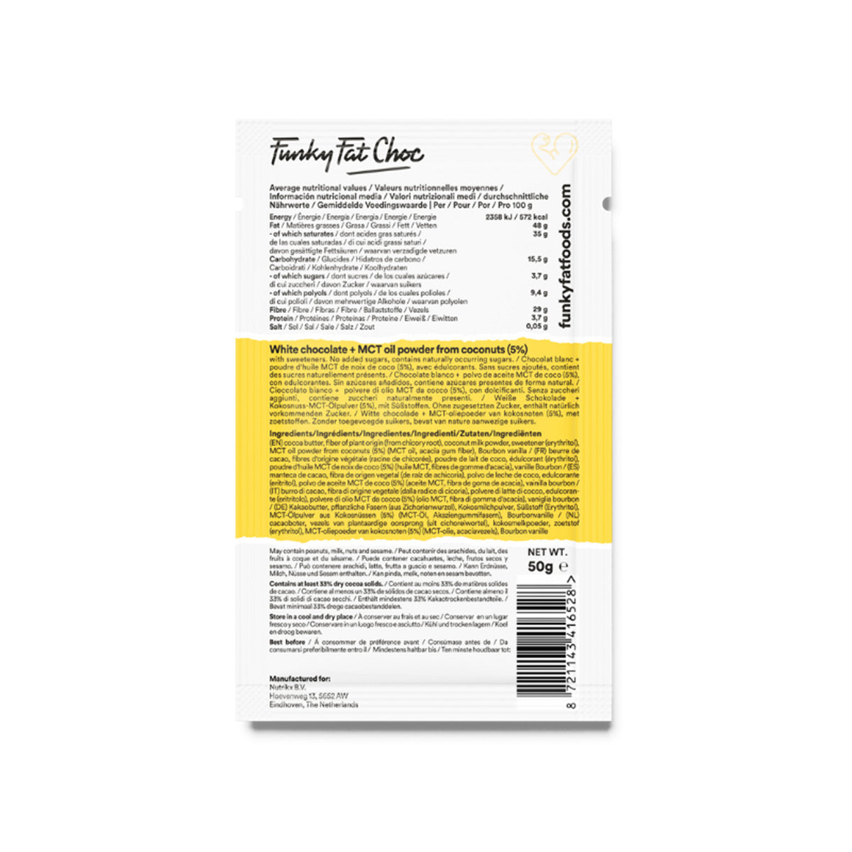 Chocolate keto ecológico y vegano 48% blanco 50 g