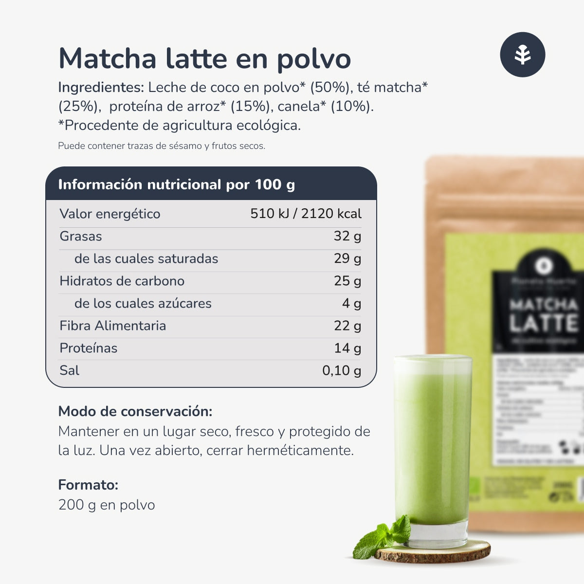 Matcha Latte ECO Planeta Huerto 200 g