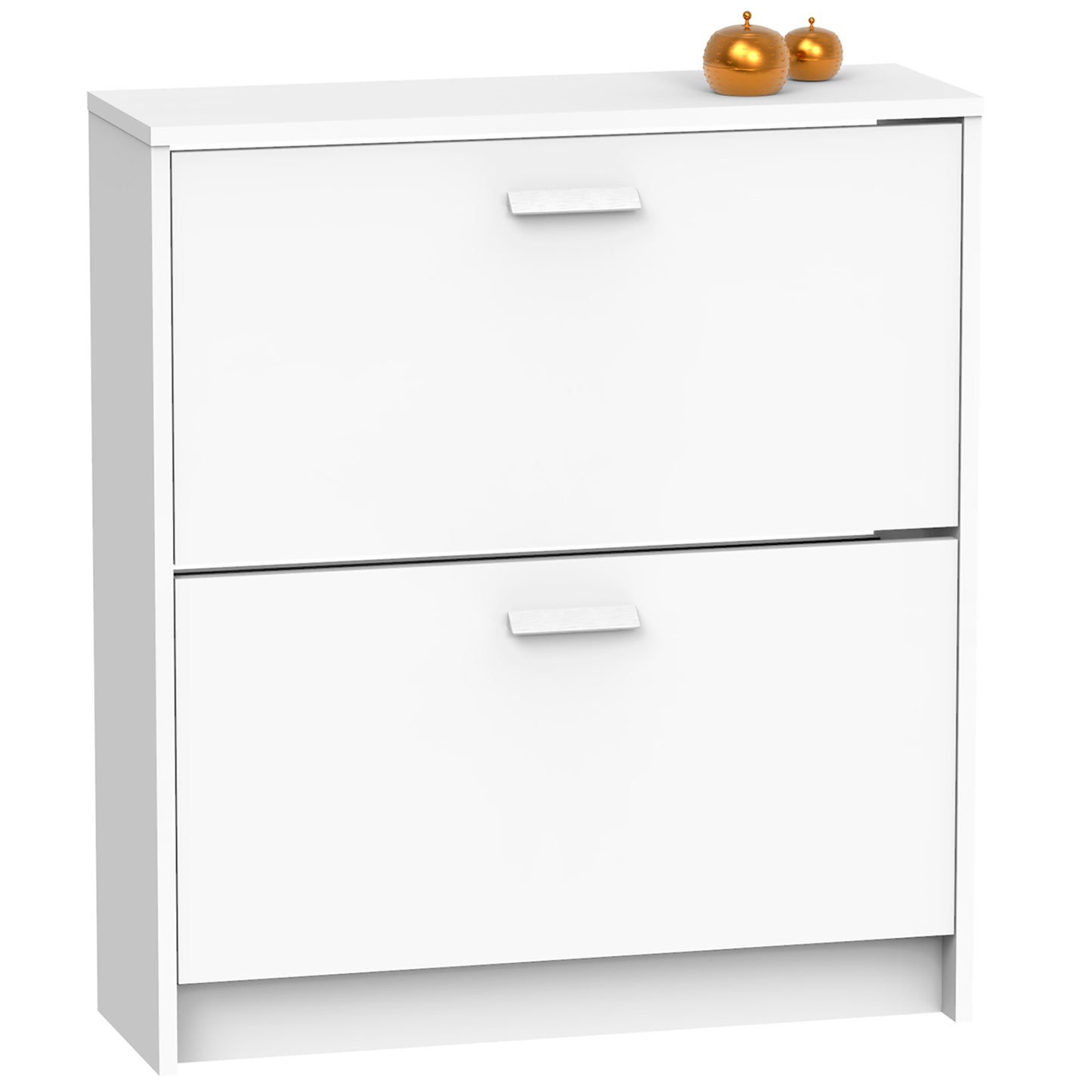 Zapatero Entrada Recibidor, Mueble Auxiliar Estrecho Zapatos, 2 Puertas, Madera 82x74x25 Cm, Briebe, Nova, Blanco