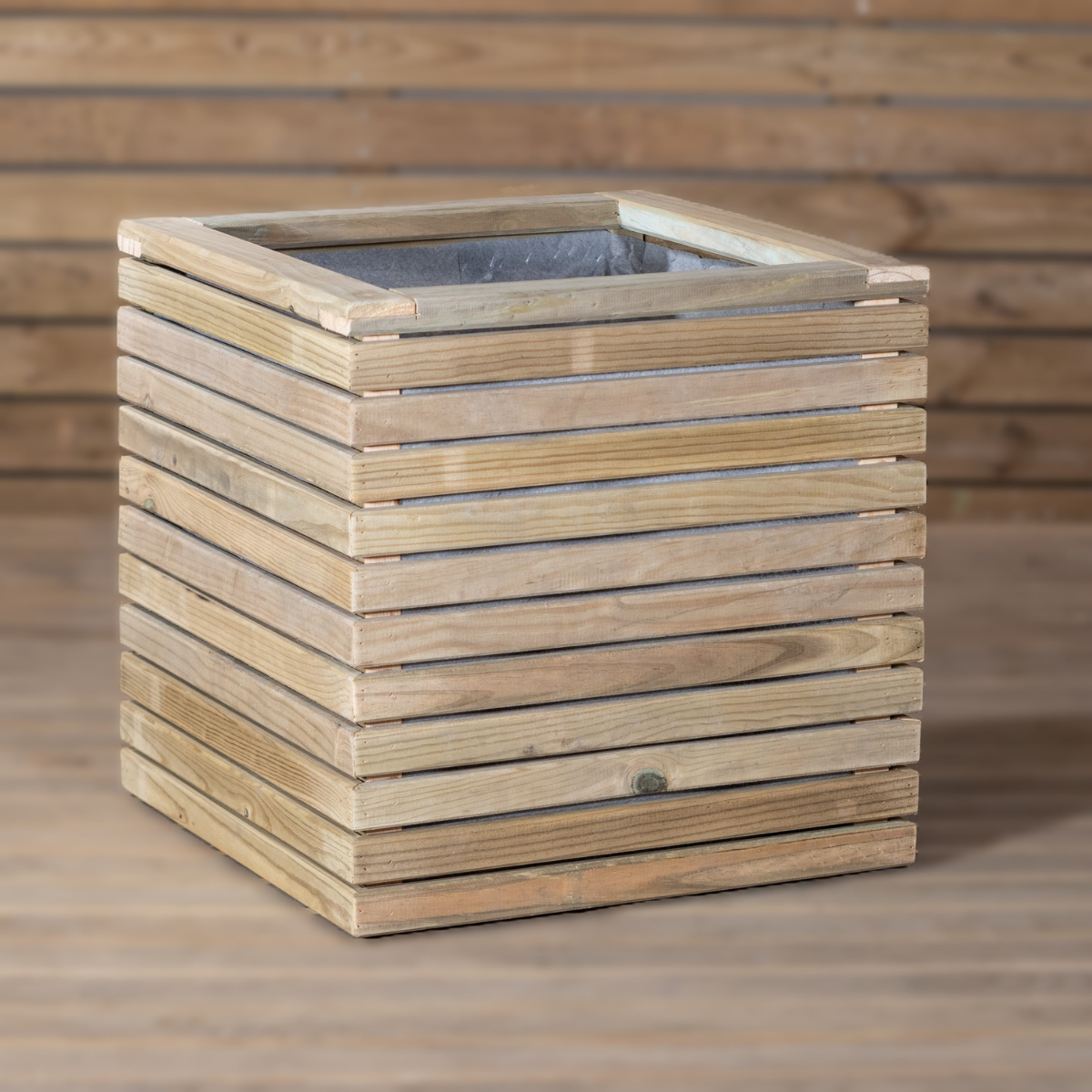 Jardinera Luxe De Madera Tratada Vidahuerto 60x60x60 Cm.