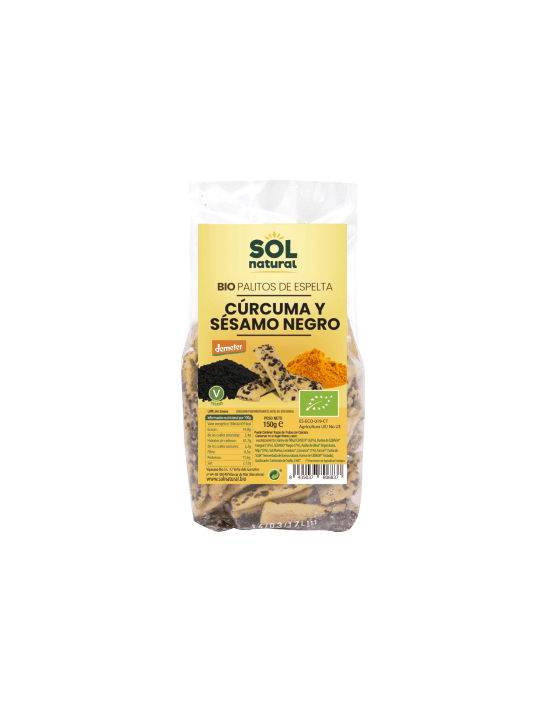 Palitos De Espelta Con Cúrcuma Y Sésamo - Sol Natural_0