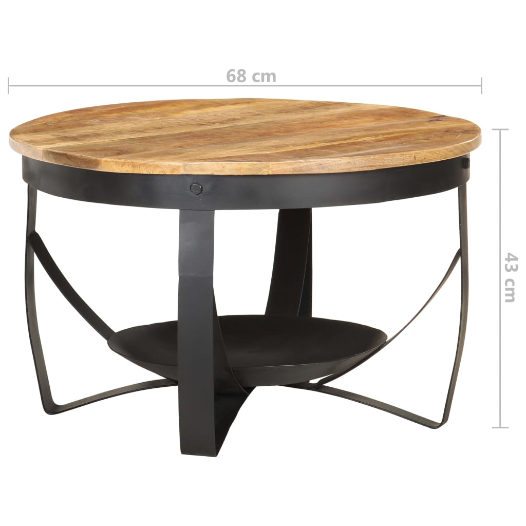 Mesa De Centro De Madera De Mango Rugosa Ø68x43 Cm_4