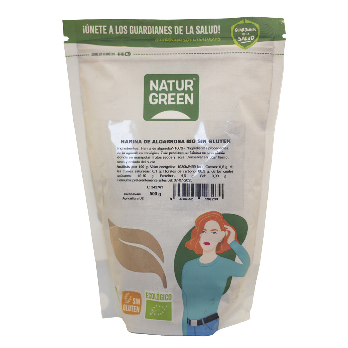 Harina de Algarroba Bio Sin Gluten NaturGreen 500 g