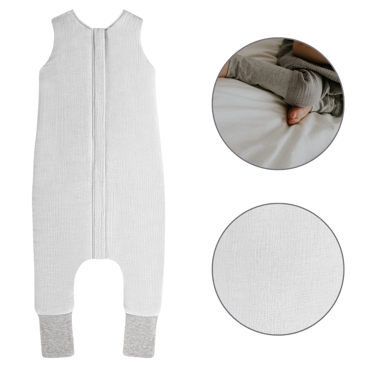 Sacos De Dormir Con Piernas T-s Muselina Algodón Grey