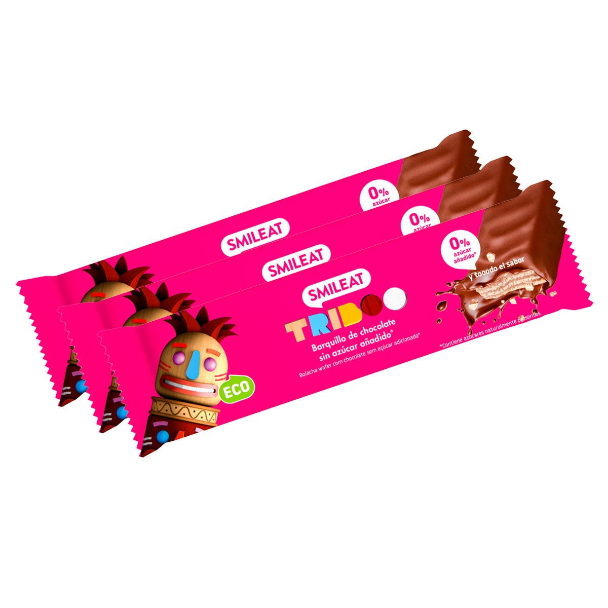 Pack 3x Barrita rellena y recubierta de cacao 40g ECO Smileat