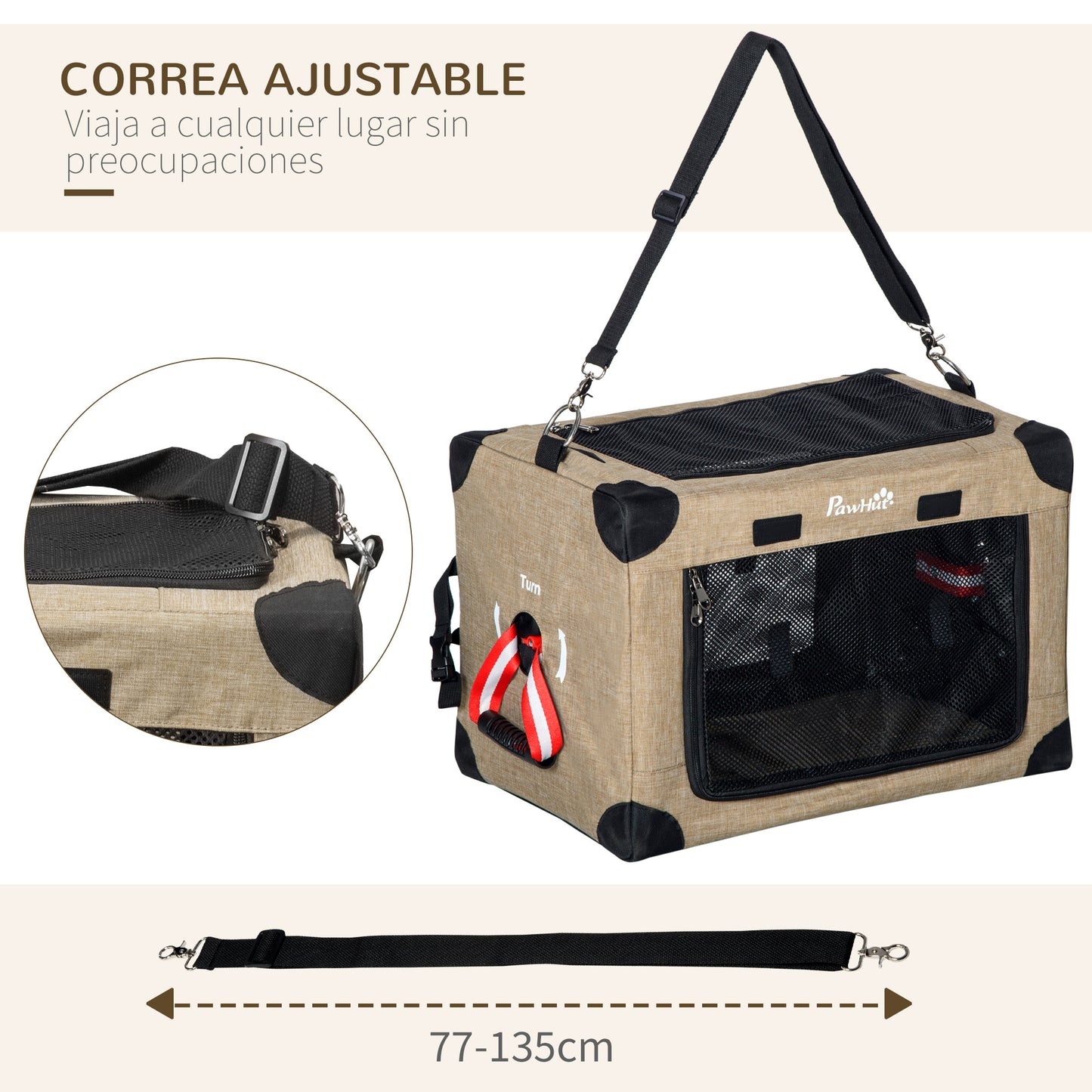 Pawhut Transportín Mochila Para Gatos Perros Plegable Con Cojín 48,5x33,5x33cm_5
