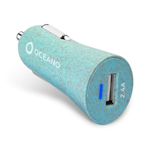 Cargador de viaje de 10 W de plástico reciclado - carga rápida, color azul SBS