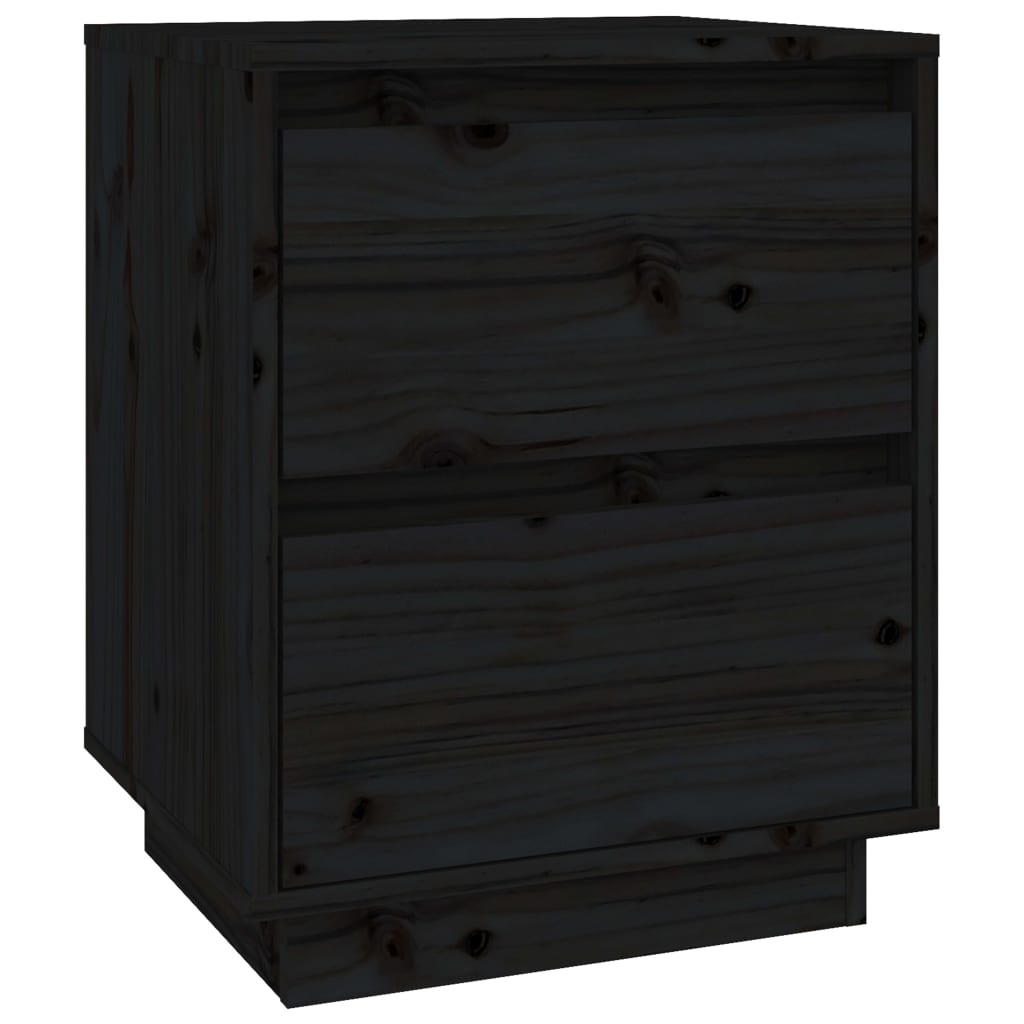 Mesitas De Noche 2 Uds Madera Maciza De Pino Negro 40x35x50 Cm_4