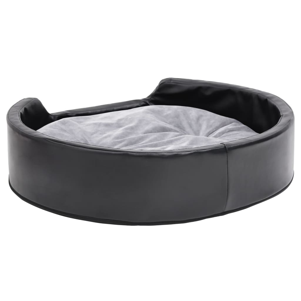 Vidaxl Cama Para Perros Felpa Y Cuero Sintético Negro Gris 79x70x19 Cm_5