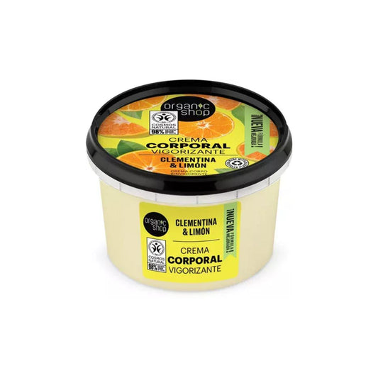 Crema corporal vigorizante clementina y limón, Organic Shop 250 ml