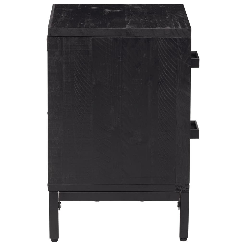 Mesitas De Noche 2 Uds Madera Maciza De Pino Negro 36x30x45 Cm_4