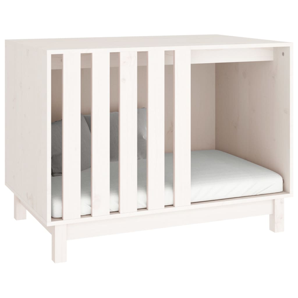 Caseta Para Perros Madera Maciza De Pino Blanco 90x60x67 Cm_5