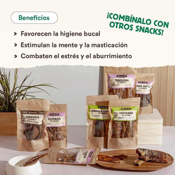 Mordedor natural Tráqueas de ternera Wild Balance 100 g