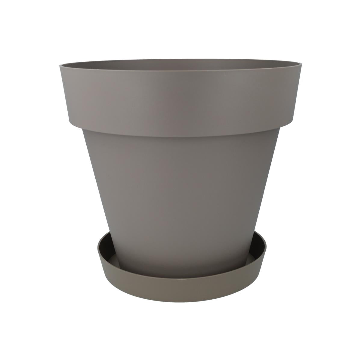 Pack maceta con plato color taupe Tes 22 x 20 cm