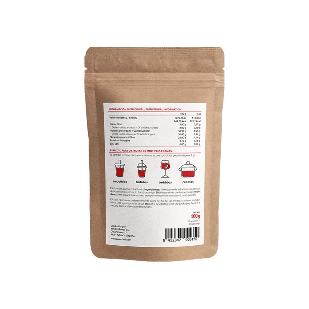 Arándono rojo en polvo Paleobull 100 g