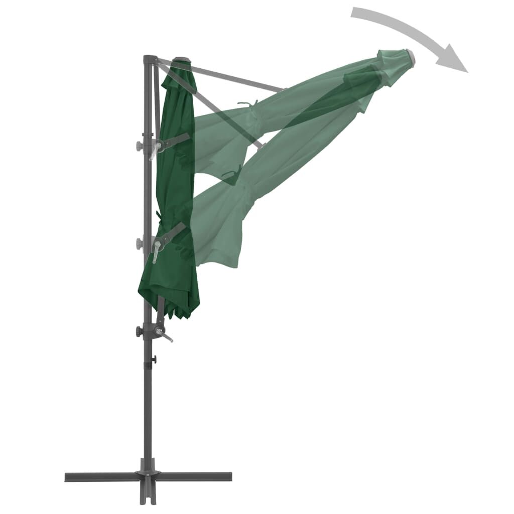 Vidaxl Sombrilla Jardín Voladiza Palo De Acero Verde 300 Cm_4