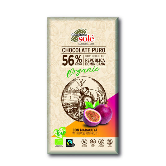 Chocolate Negro 56% con Maracuya Bio Solé 100 g