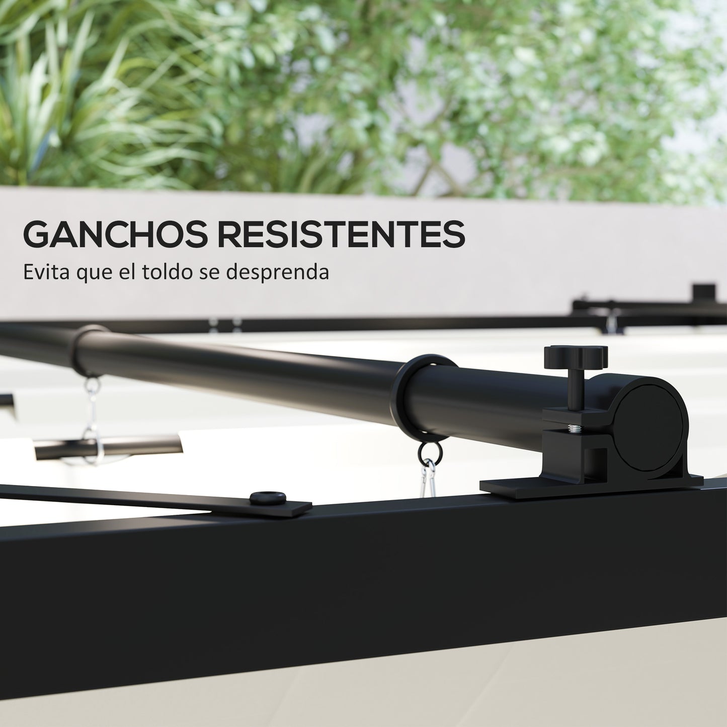 Outsunny Pérgola De Jardín 3x3 M Con Techo Retráctil Y Accesorio Magnético Crema_5