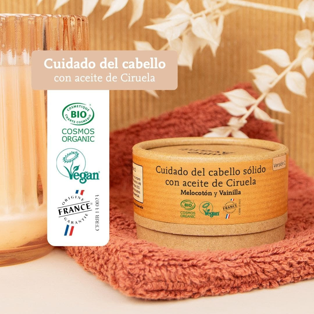 Cuidado del cabello sólido con aceite de Ciruela, Melocotón y vainilla Comme Avant 50 g
