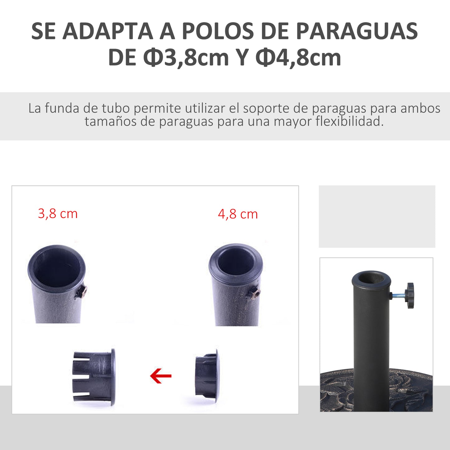 Outsunny Base Para Sombrilla De Jardín Peso Neto 9 Kg Para Postes De 38 Mm/48 Mm_5